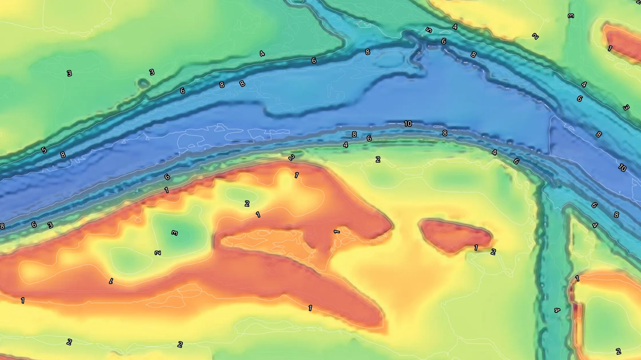 Карта глубин Тверской области: Иваньковское водохранилище у Старого Мелкова